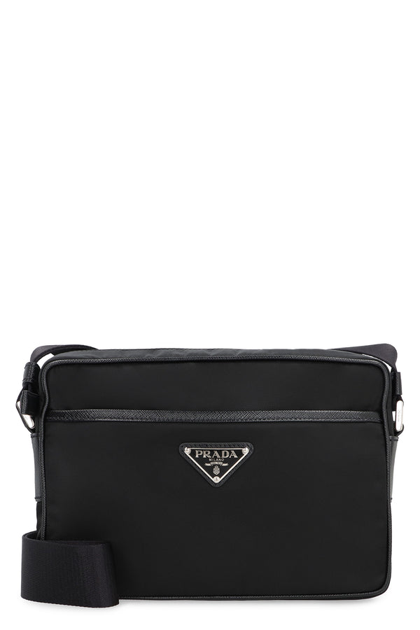 Messenger Bag Re-Nylon Black Calf Leather
