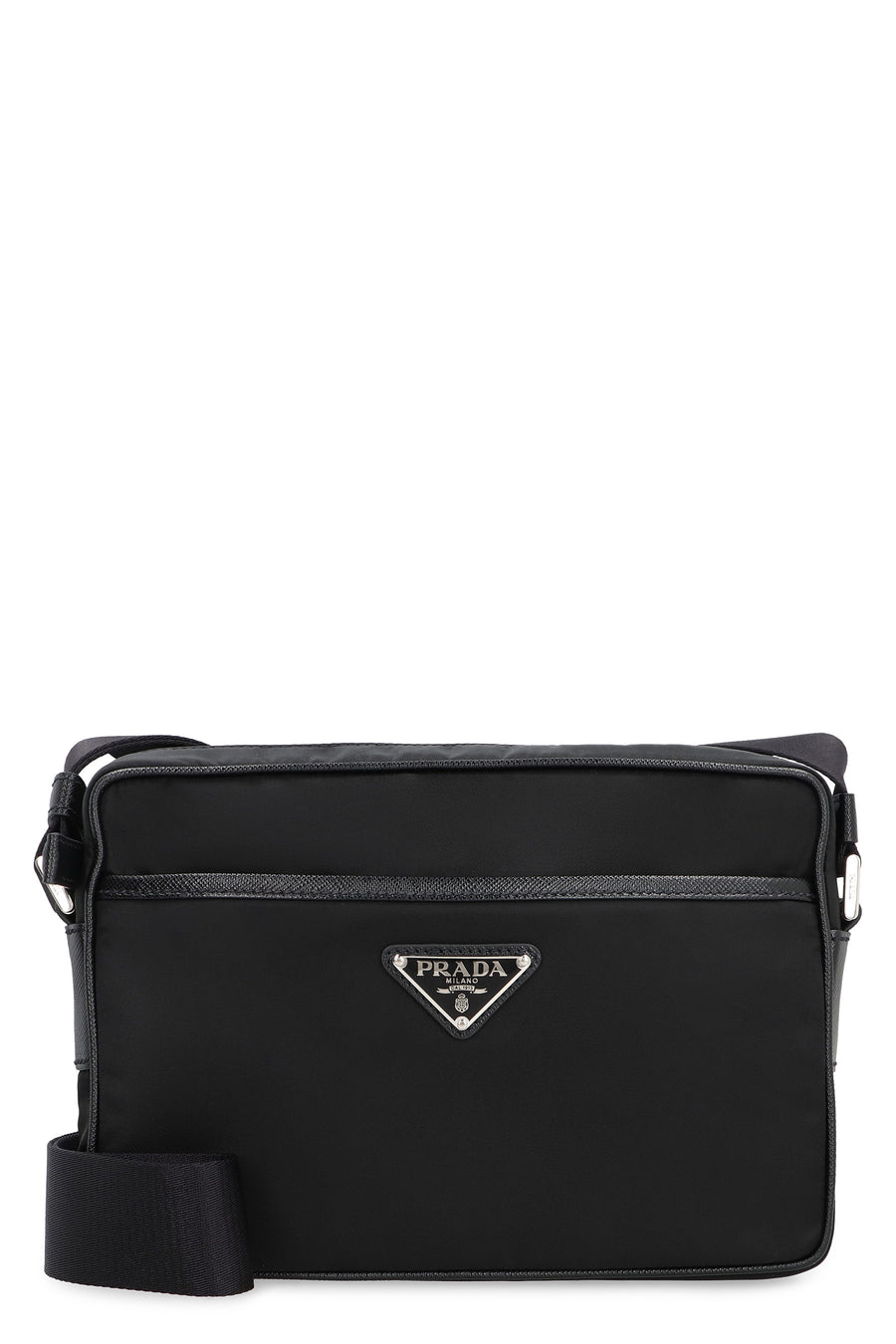 Messenger Bag Re-Nylon Black Calf Leather