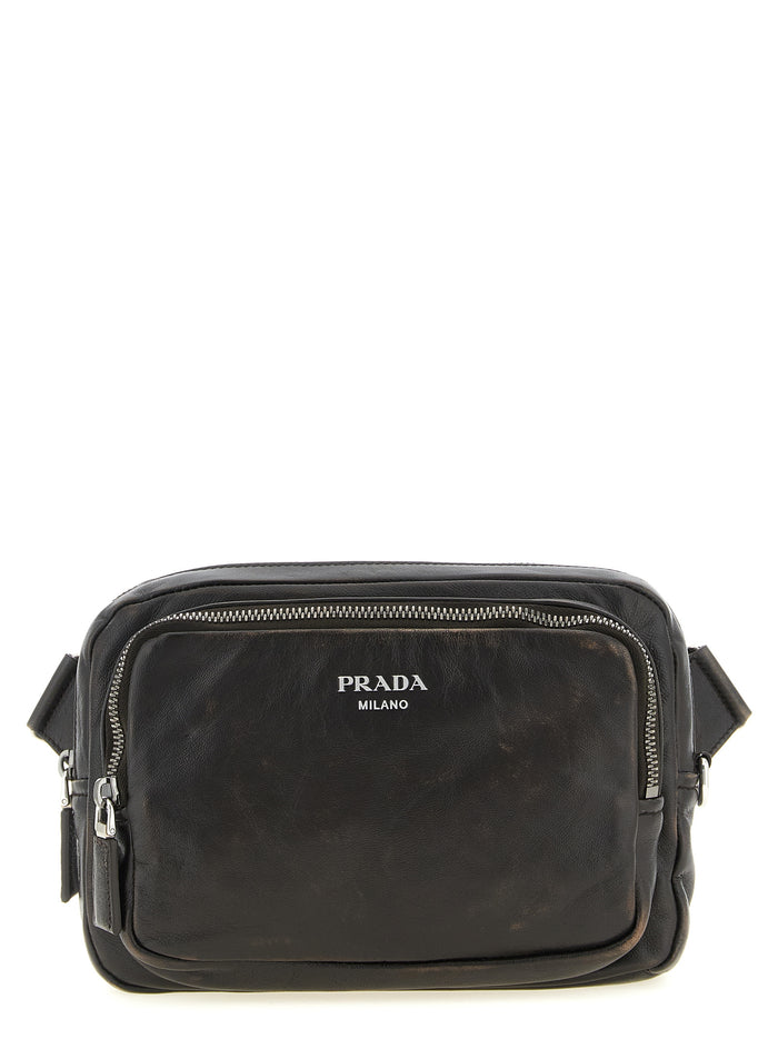 Aged Nappa Leather Crossbody Bag Brown Lamb (ovis Aries)
