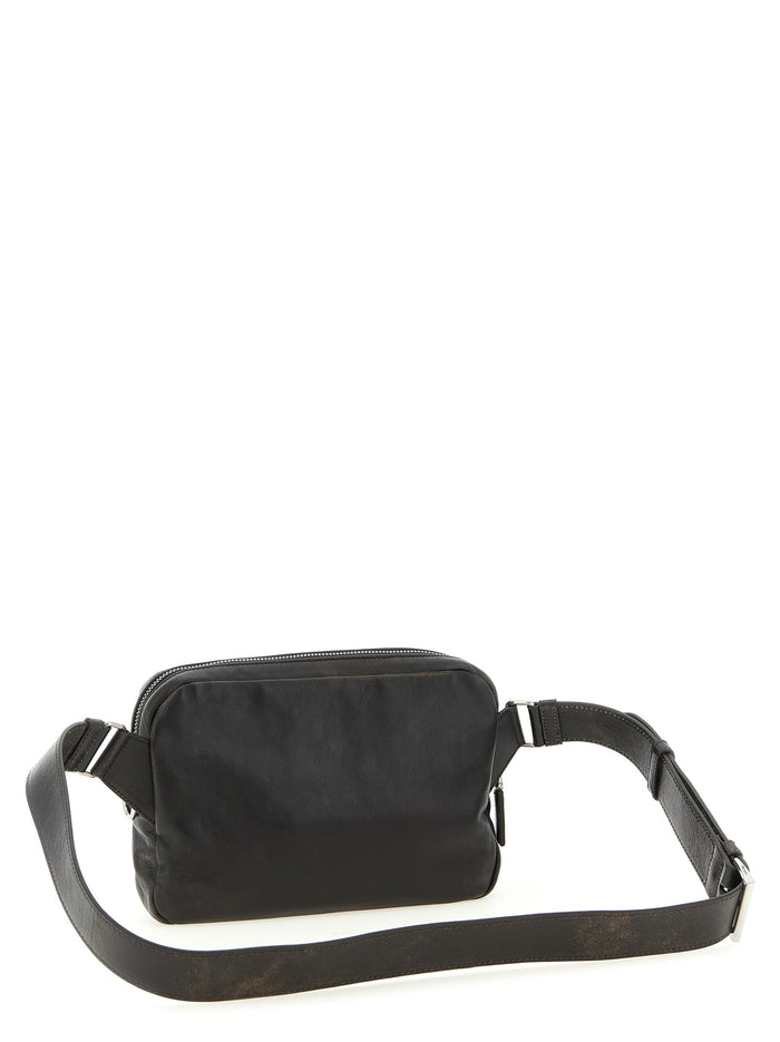 Aged Nappa Leather Crossbody Bag Brown Lamb (ovis Aries)