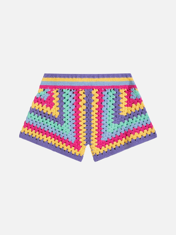 Girl Crochet Shorts Purple Bottom_apparel