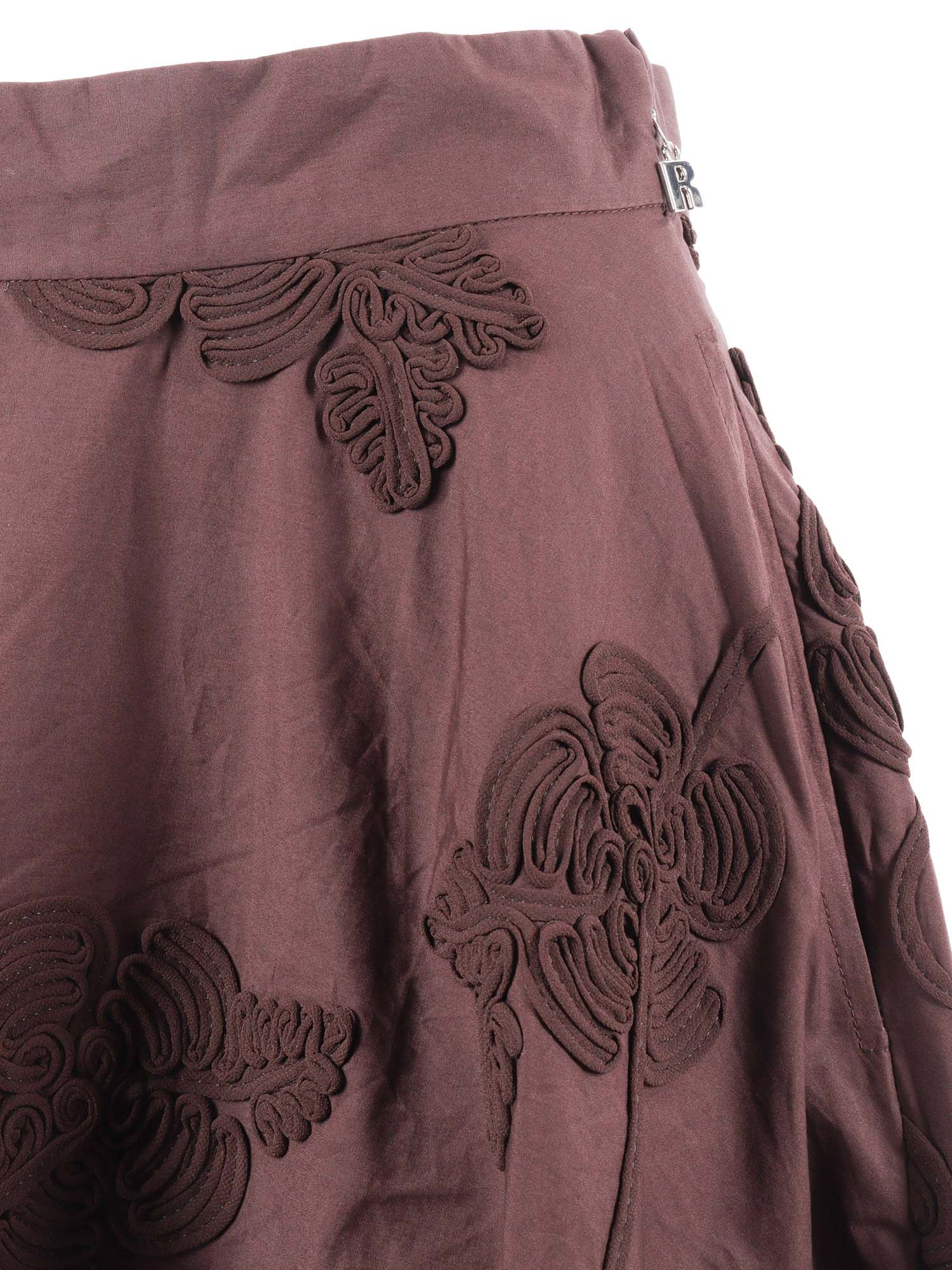 BERTY SUN FLOWER SKIRT Brown Cotton Long