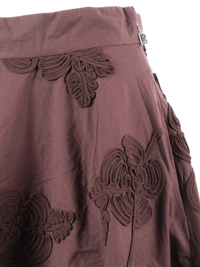 BERTY SUN FLOWER SKIRT Brown Cotton Long
