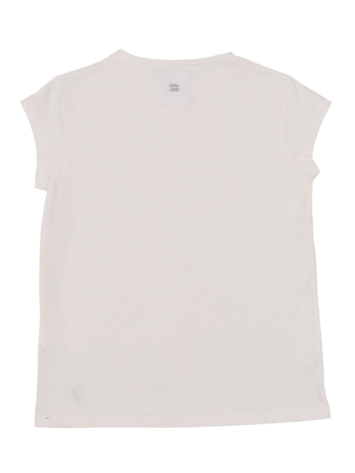 T-SHIRT-TOP White Cotton Elastane Short Sleeves T-shirt