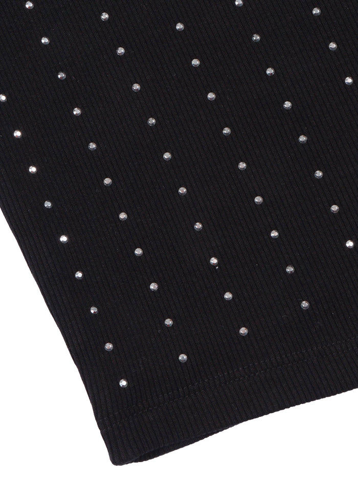 RIBBED JERSEY TOP Black Cotton Elastane