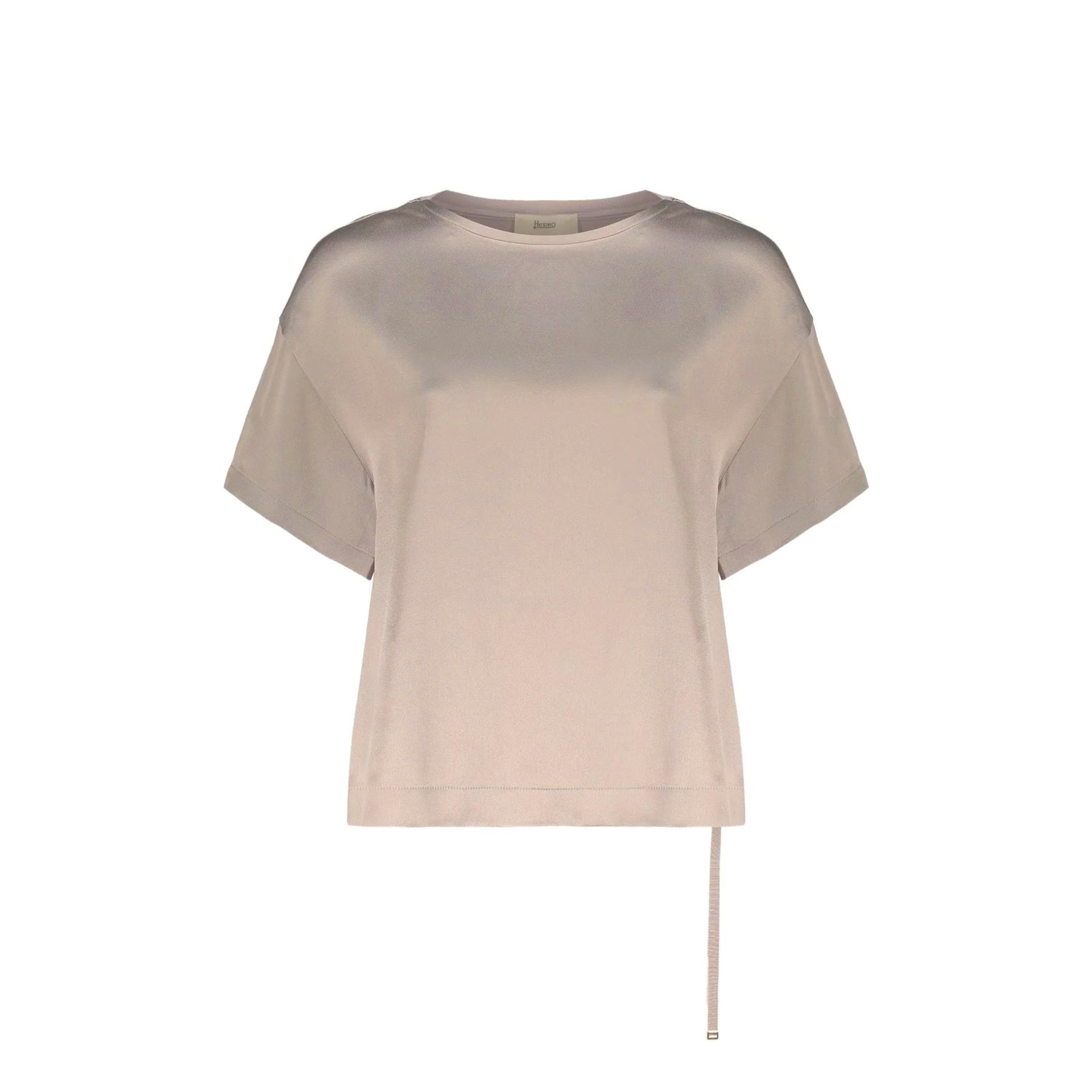 Herno Asymmetric Short-Sleeve Blouse Beige Acetate Viscose