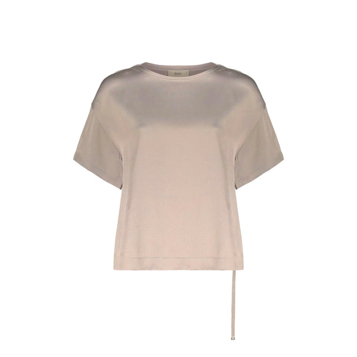 Herno Asymmetric Short-Sleeve Blouse Beige Acetate Viscose
