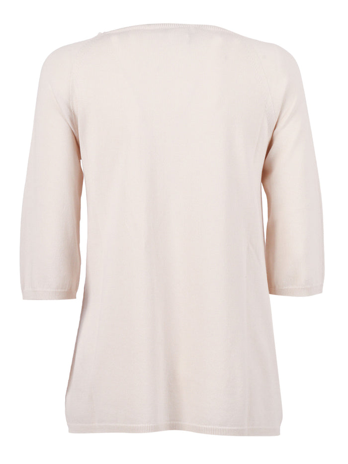 Seamless Plain-Knit Crew Neck With An A-Line Silhouette Burro Cotton Crewneck