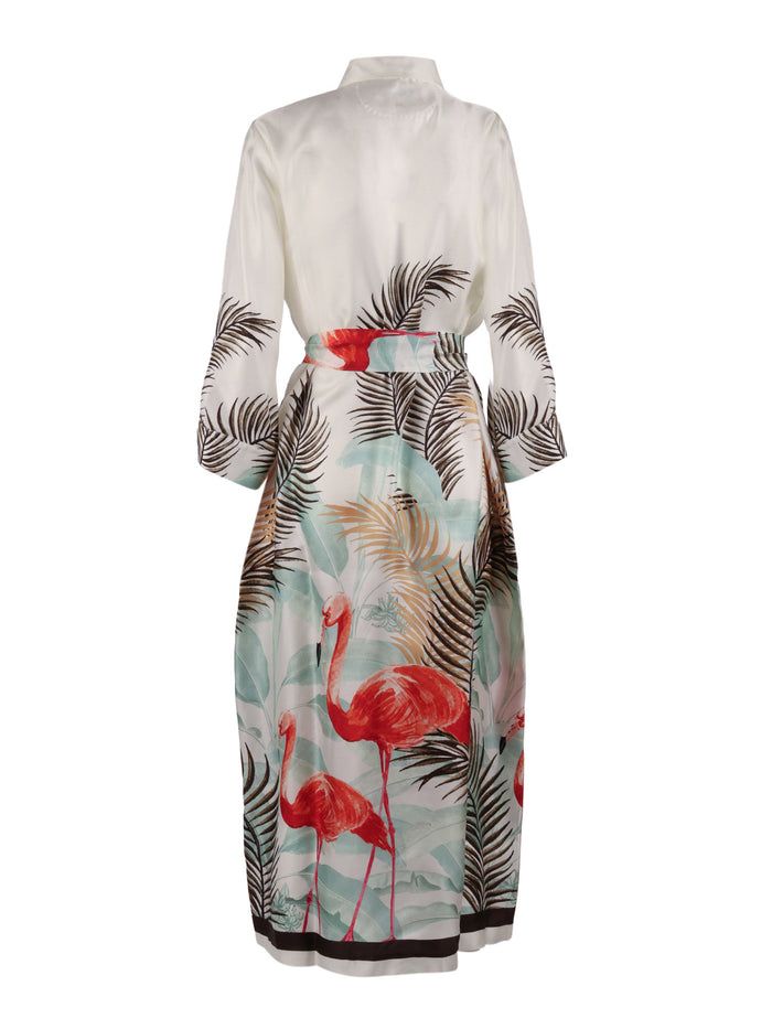 Dark Green Patterned Dress White Abiti E Tute Donna