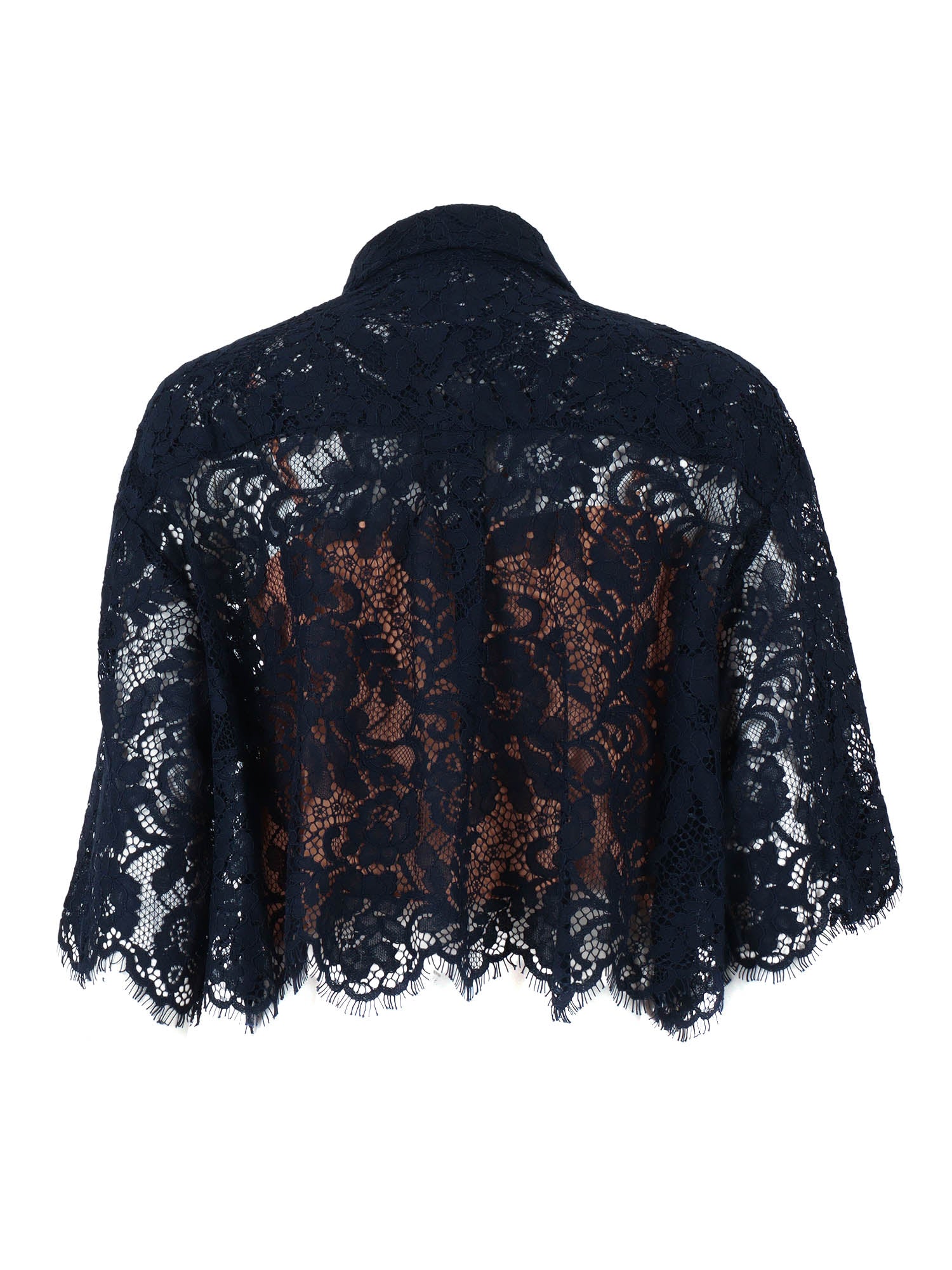 CORDED LACE SS SHIRT Blue Nylon Cotton