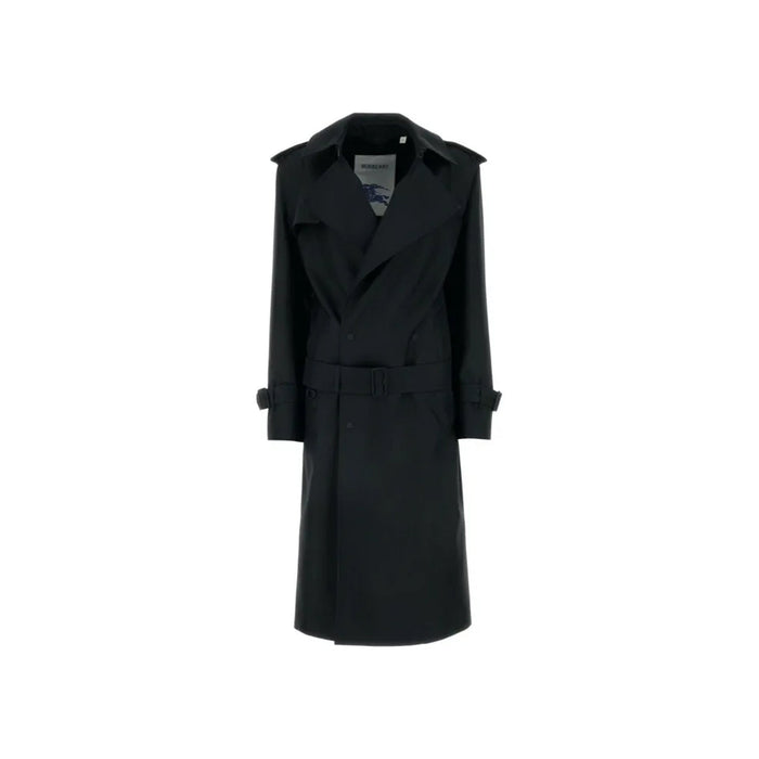 Blend Silk Trench Coat Black Polyester
