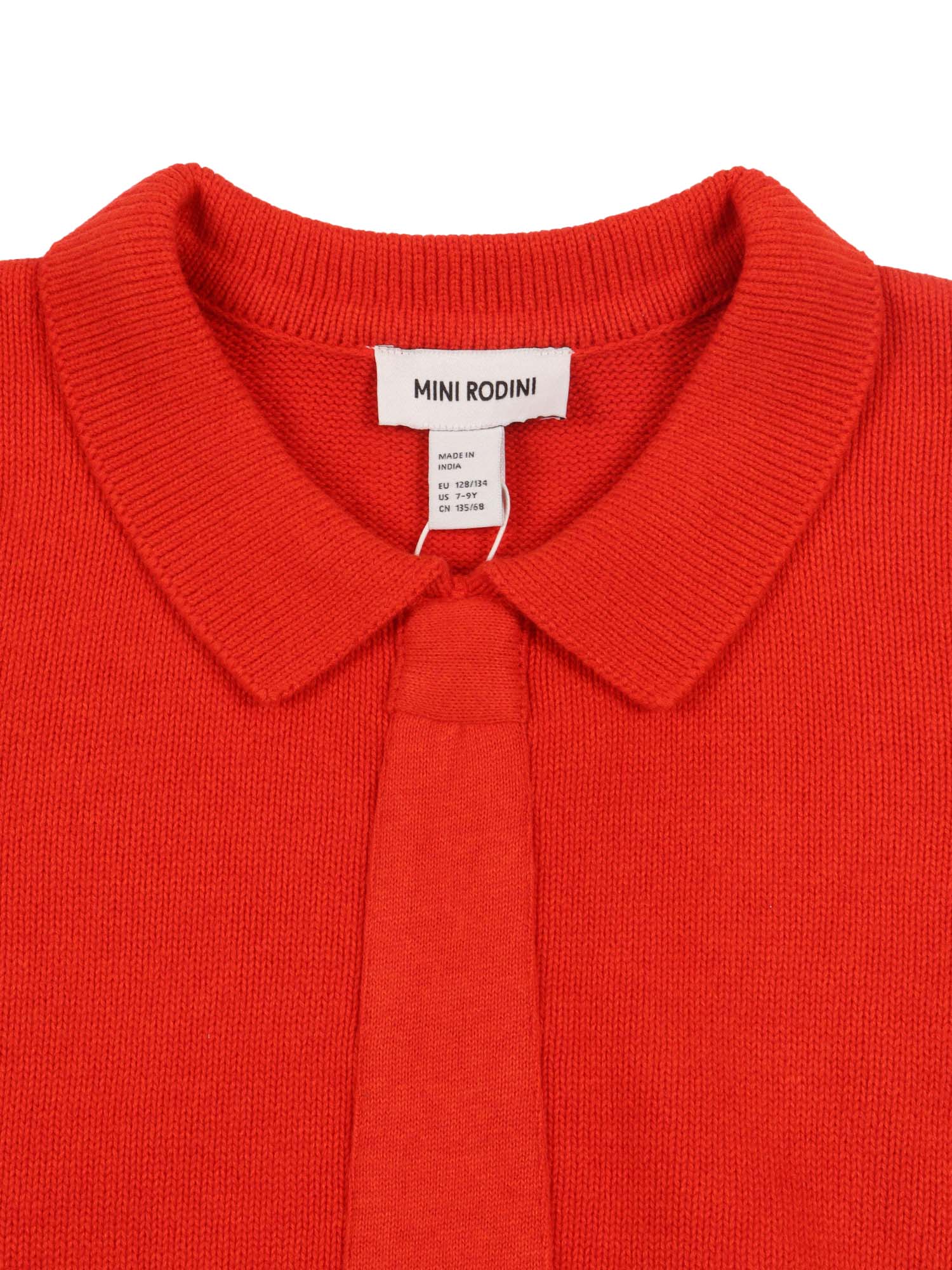 Knitted Tie Sweater Red Organic Cotton Rws Wool Crewneck