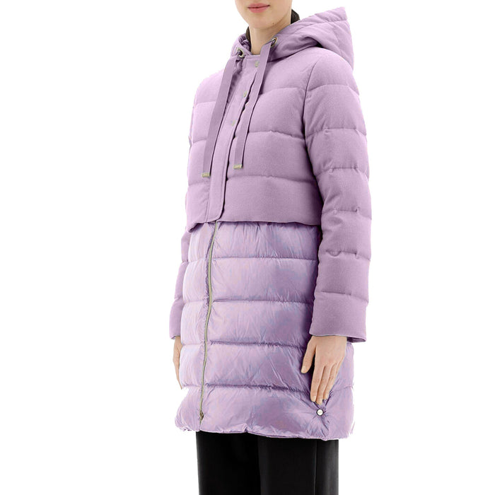 Herno Wool Down Coat Lilac Cashmere Silk