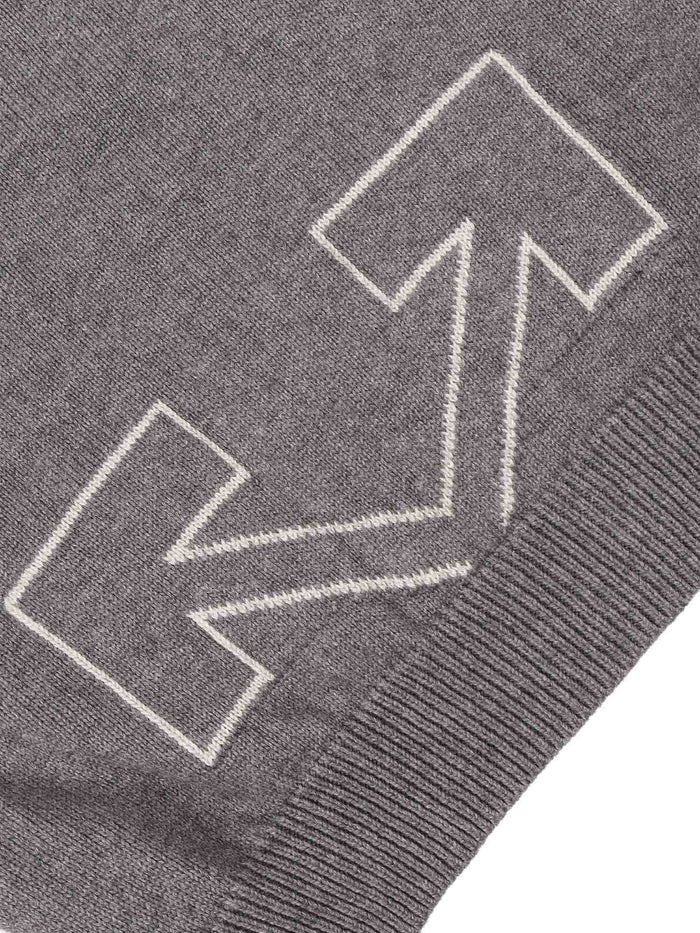 Type Logo Knit Hoodie Dark Grey - Light Wool Cotton Sweatshirt