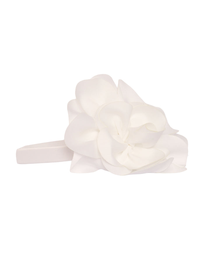 Satin headband with flower White