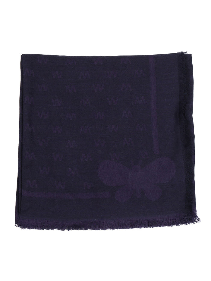 Shawl Blue Viscose Virgin Wool Scarf