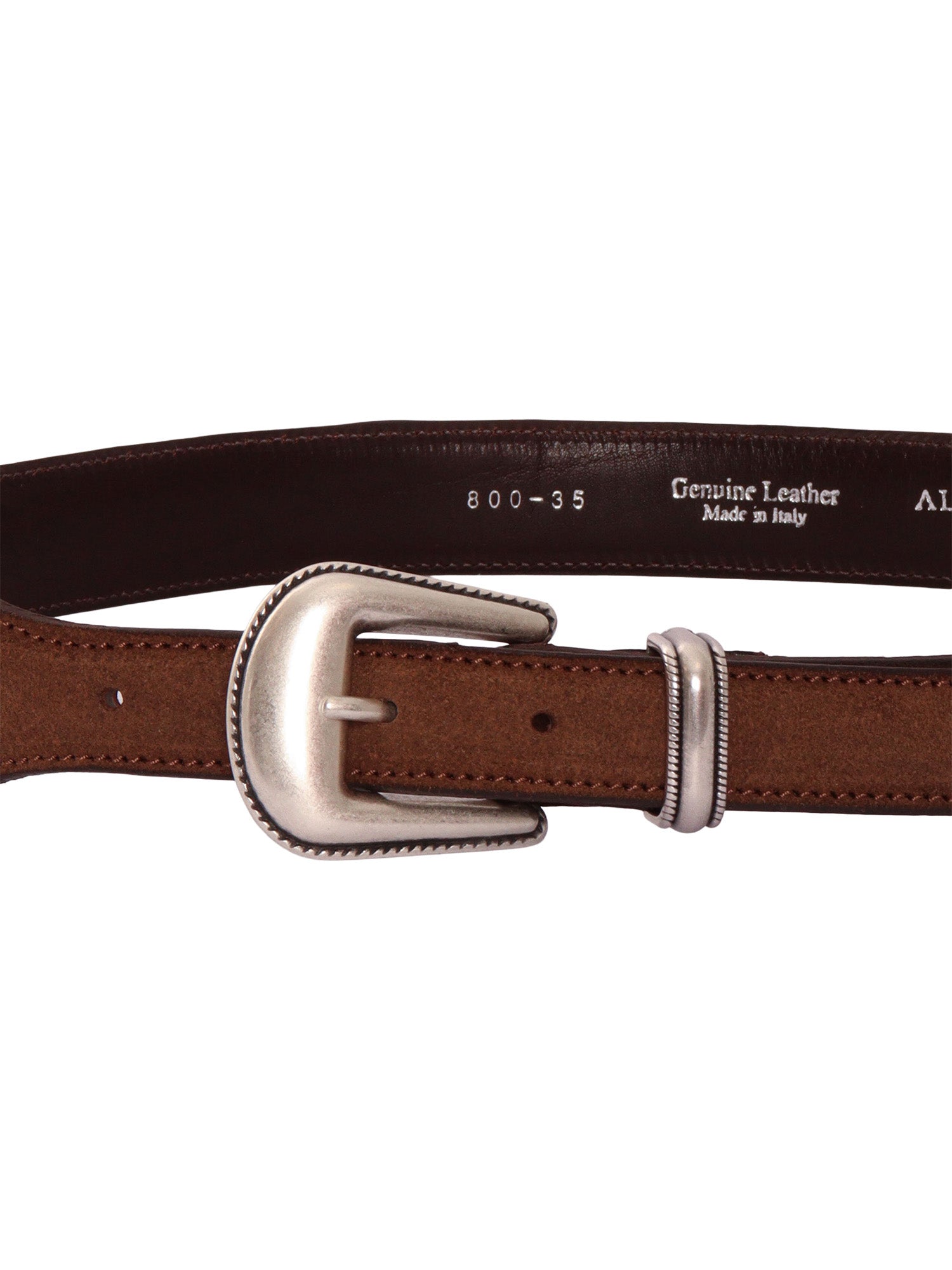 Garment-dyed double wrap belt with stud appliqu�s Brown Leather