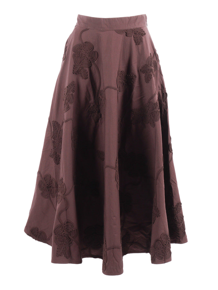 BERTY SUN FLOWER SKIRT Brown Cotton Long