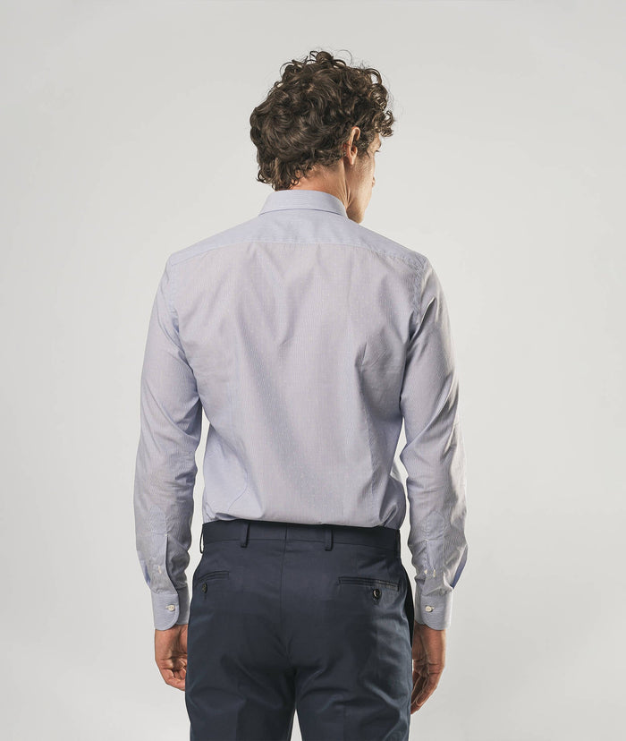 Tailored Cotton Shirt Chamberi Blue Hand Made