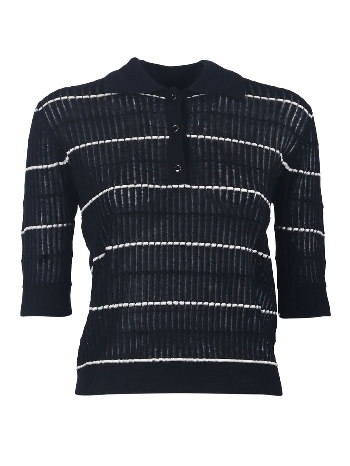 SWEATER Blue Silk Wool Crewneck