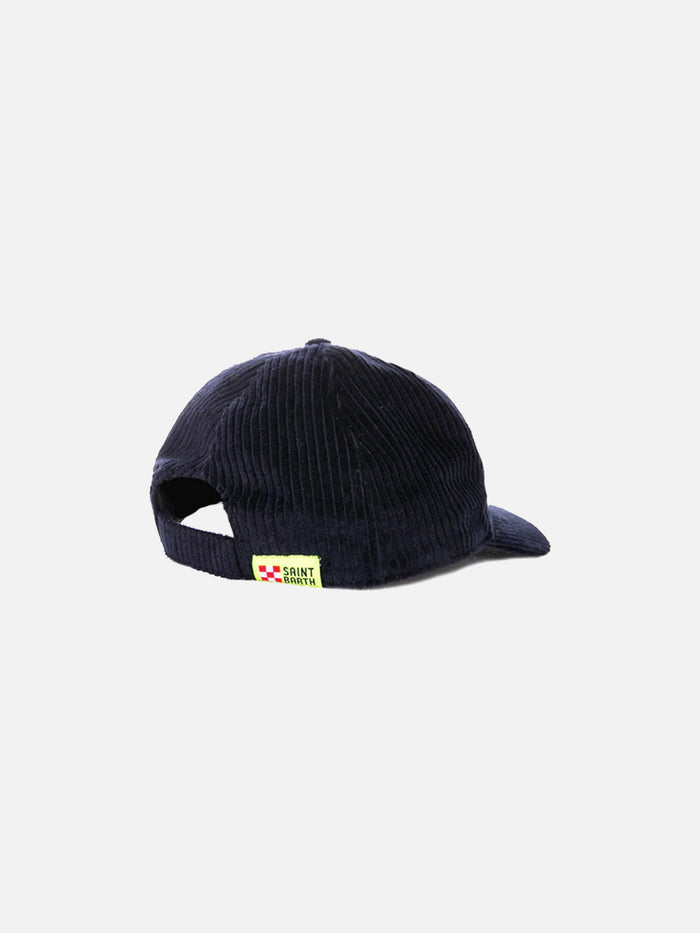 Baseball Corduroy Cap With Bombardino Embroidery Blue Hat