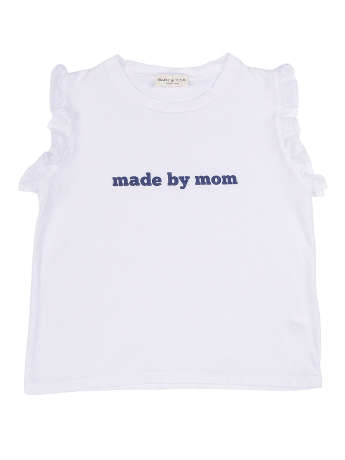 Mom T-Shirt White Cotton Short Sleeves