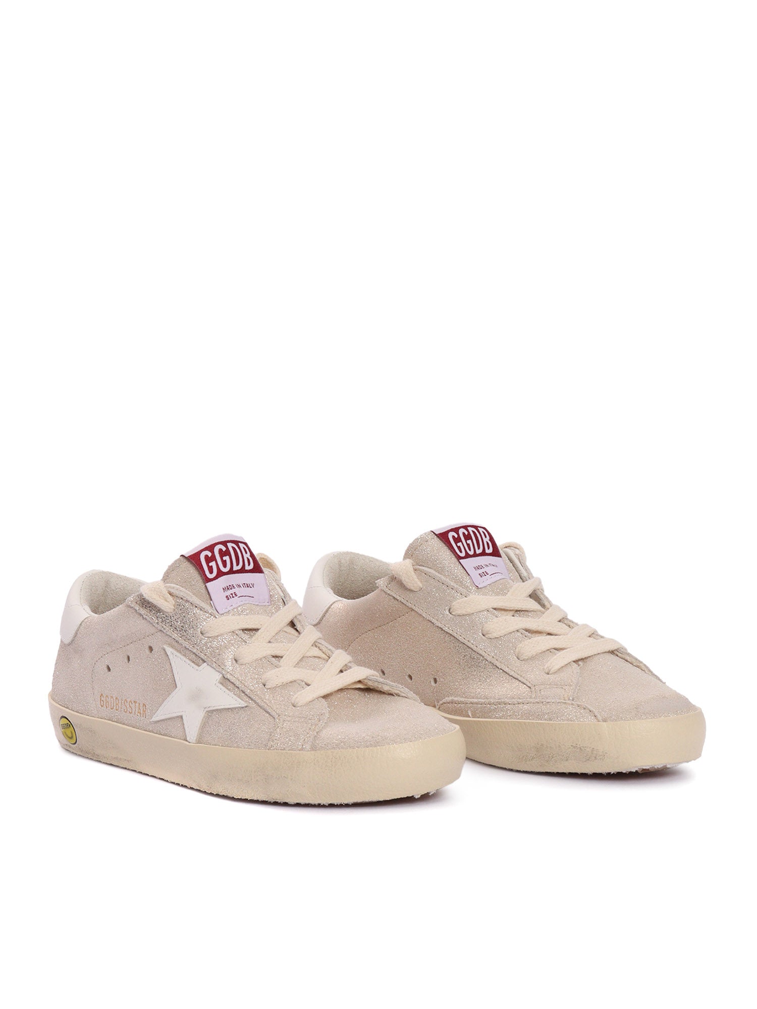 Super Star Laminated Suede Upper Leather And Heel Sneakers Beige Kid