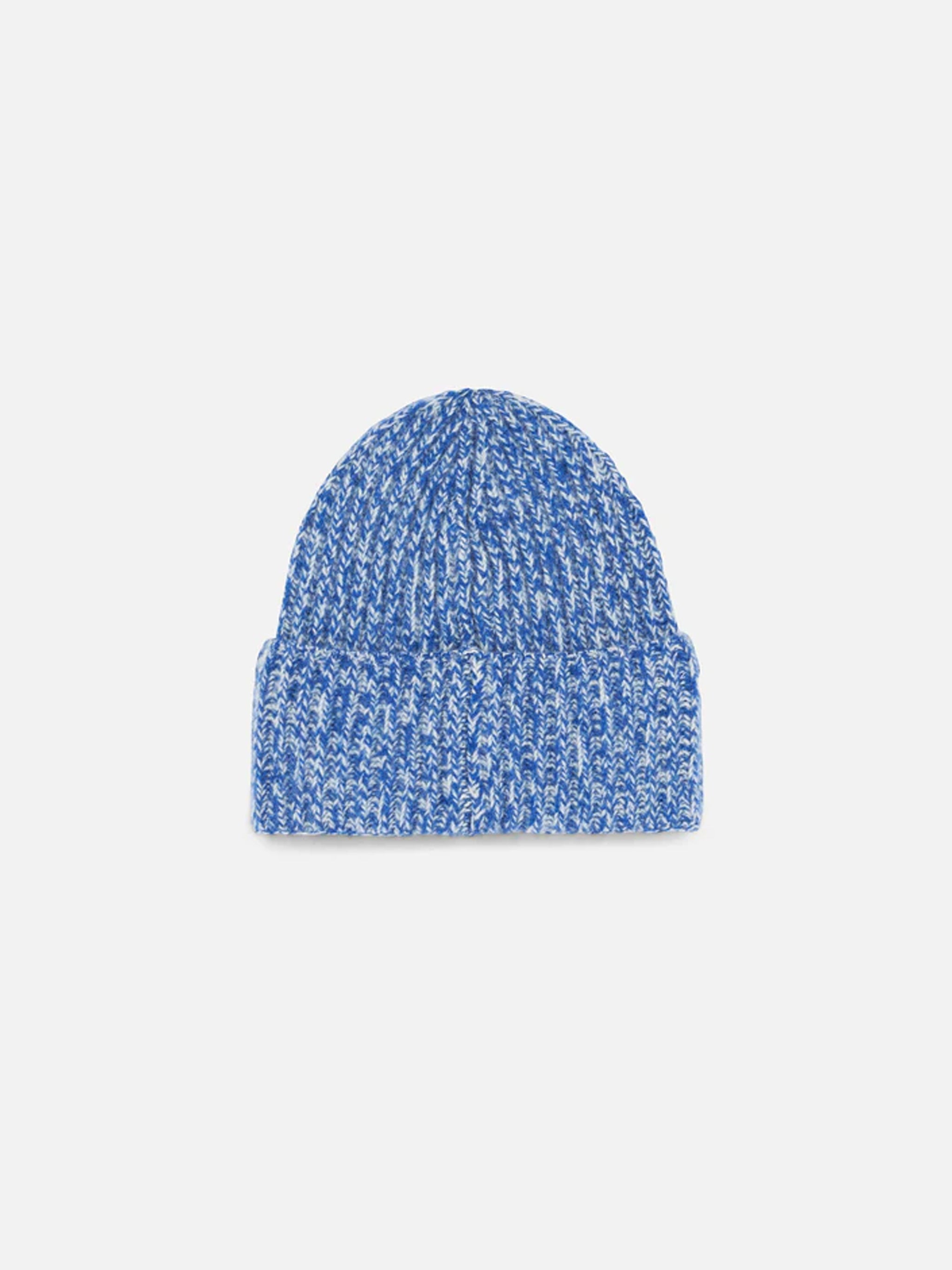 Kid White And Bluette Mouliné Beanie With Saint Barth Embroidery Sky Hat