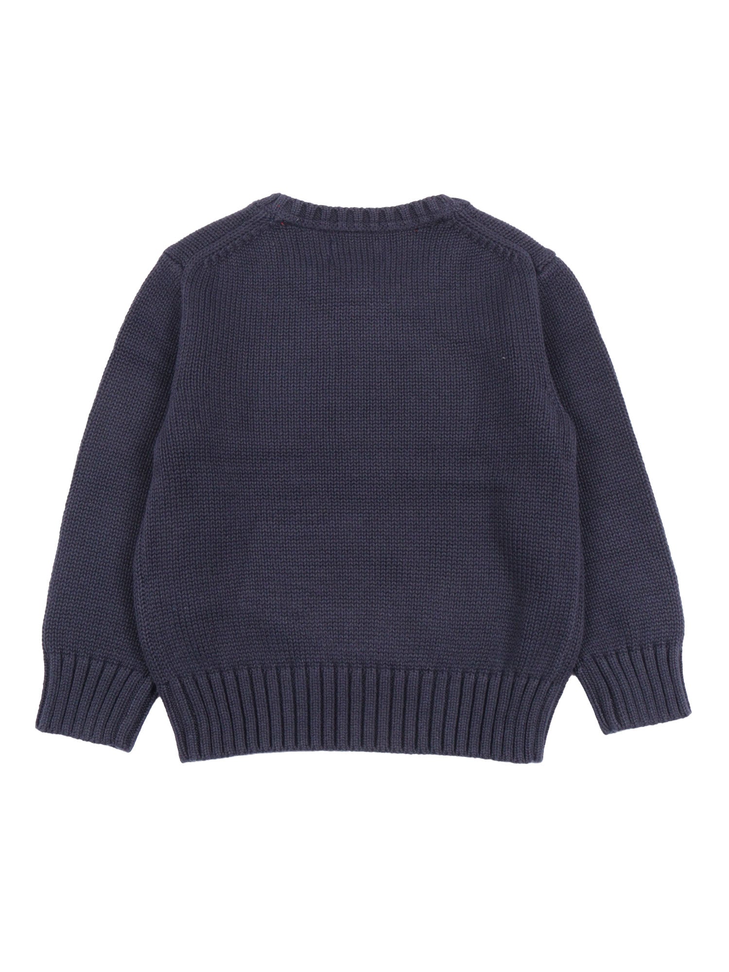 Ls Cn-Sweater-Pullover Blue Cotton Crewneck
