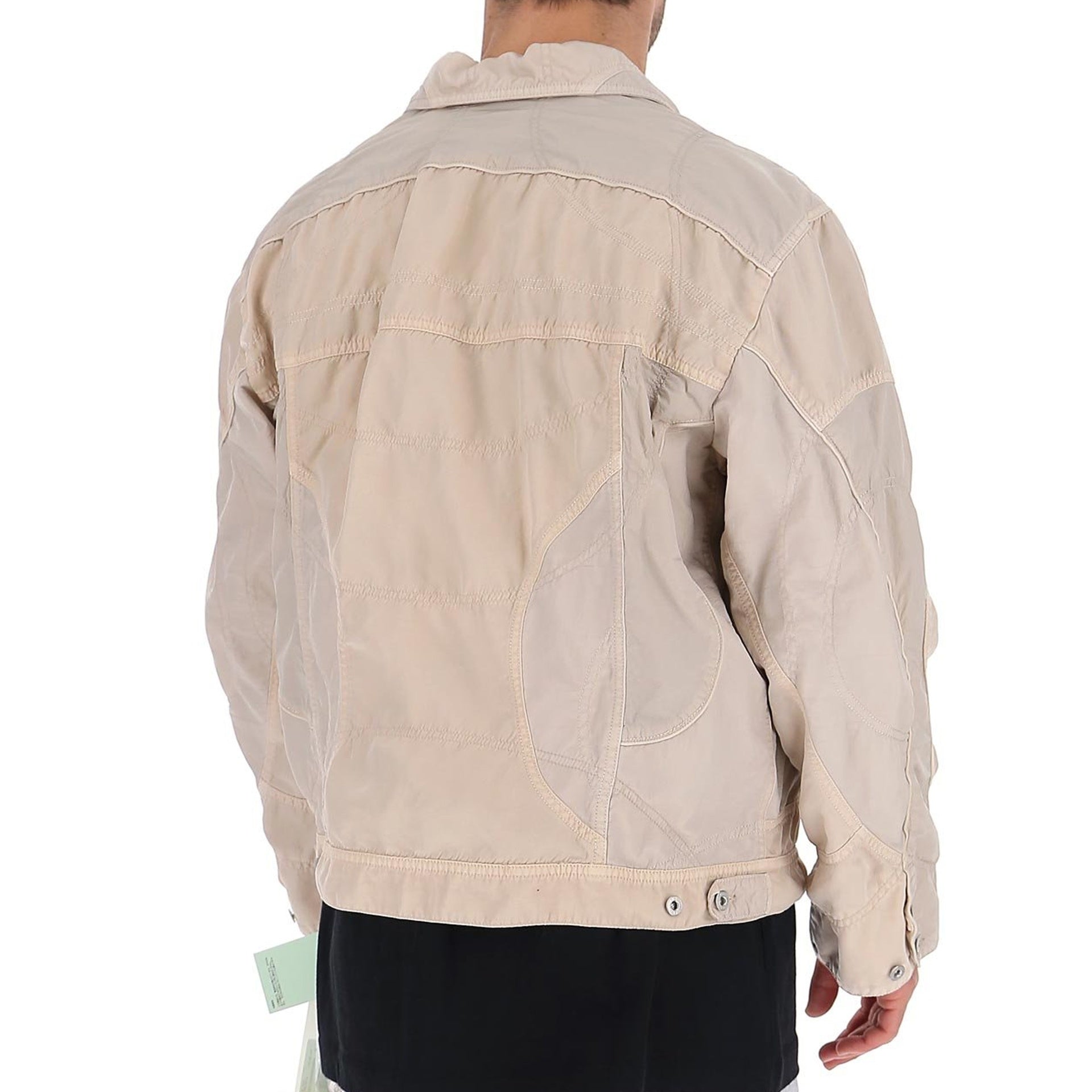 Off-White Logo Windbreaker Bomber Jacket Beige Polyamide