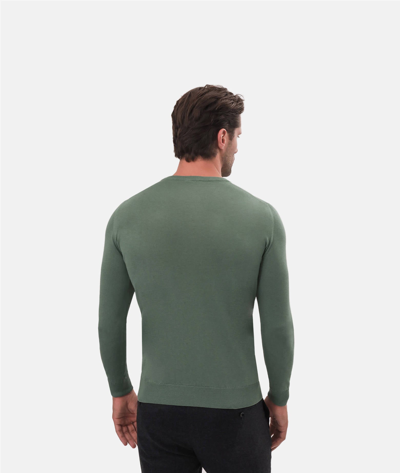 Silk And Cotton Crew Neck Cap Martin Green Basic Light Kintwear