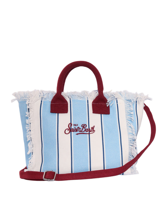 Colette-Sb Beach Stripes 3345 Emb Light Blue Cotton Handbag