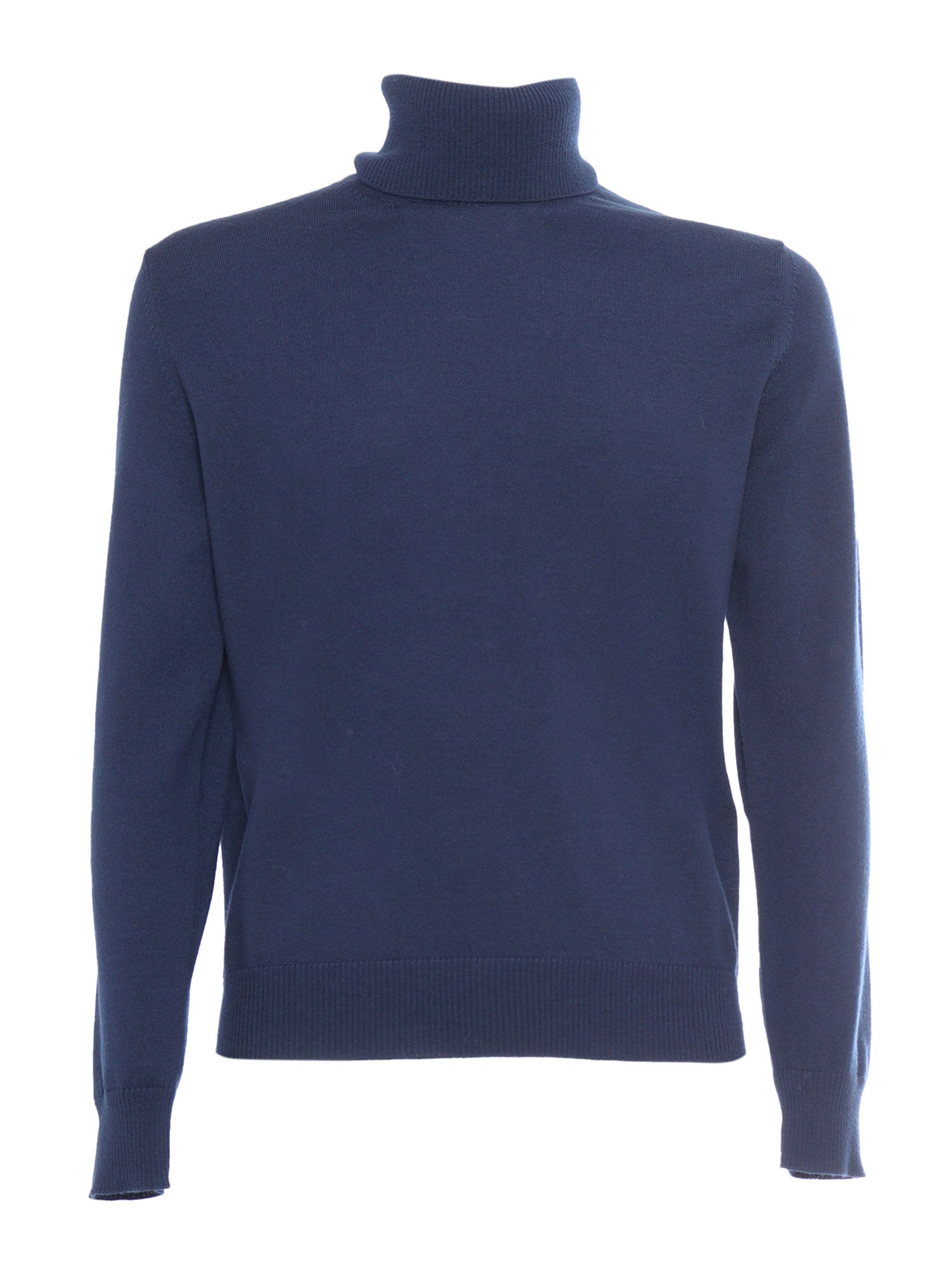 T Neck Pullover Blue Wool Turtleneck