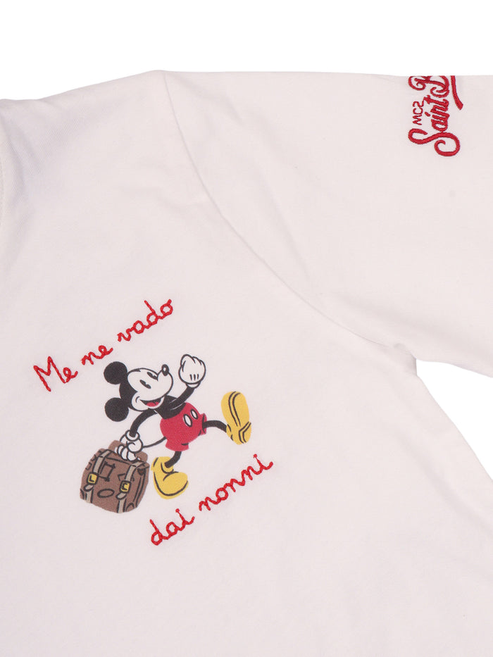 Portofino Jr-Mickey Nonni 01n Emb White Cotton Short Sleeves T-shirt