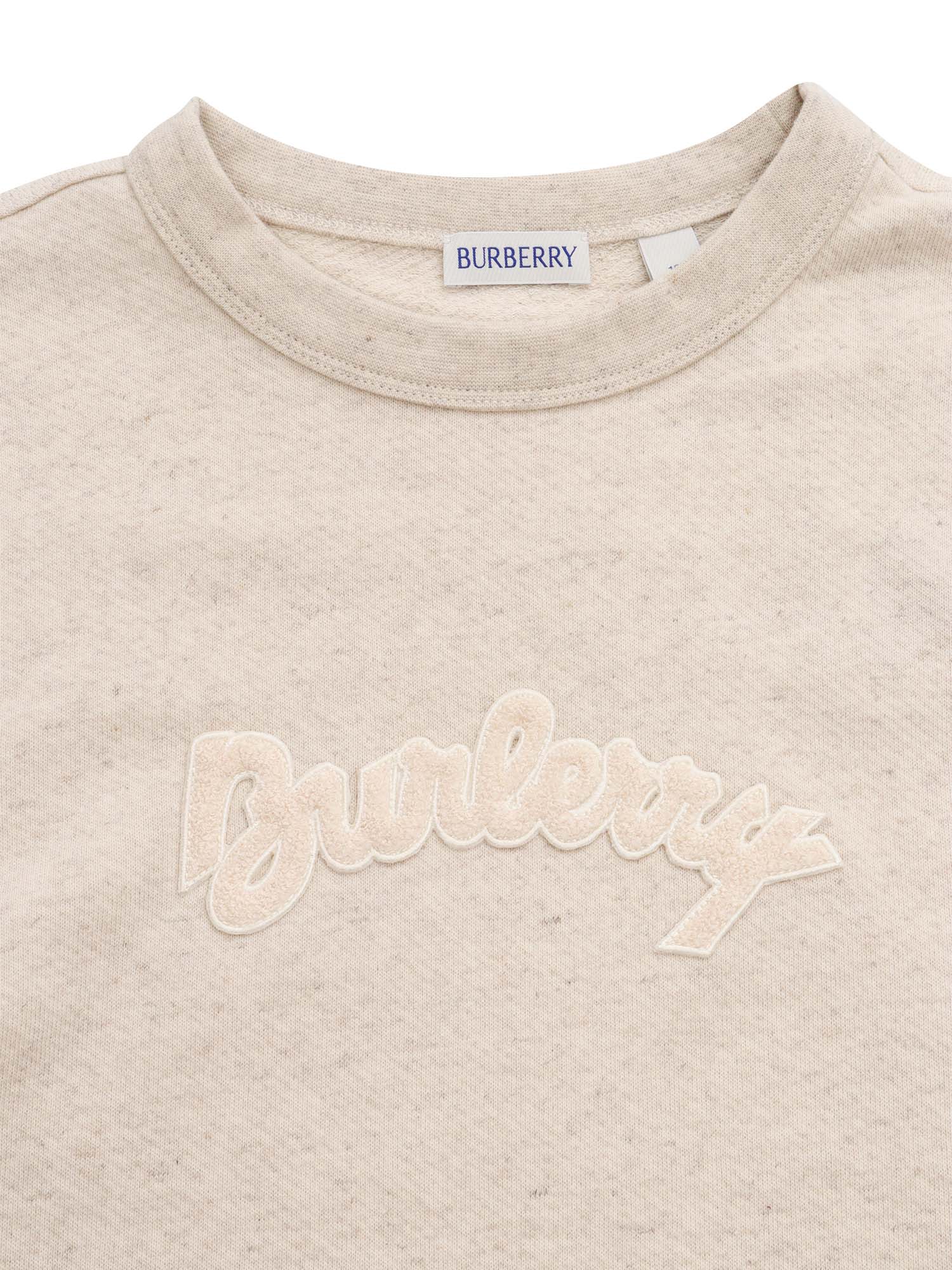 KID BOY SWEATERS Beige Cotton Linen Crewneck