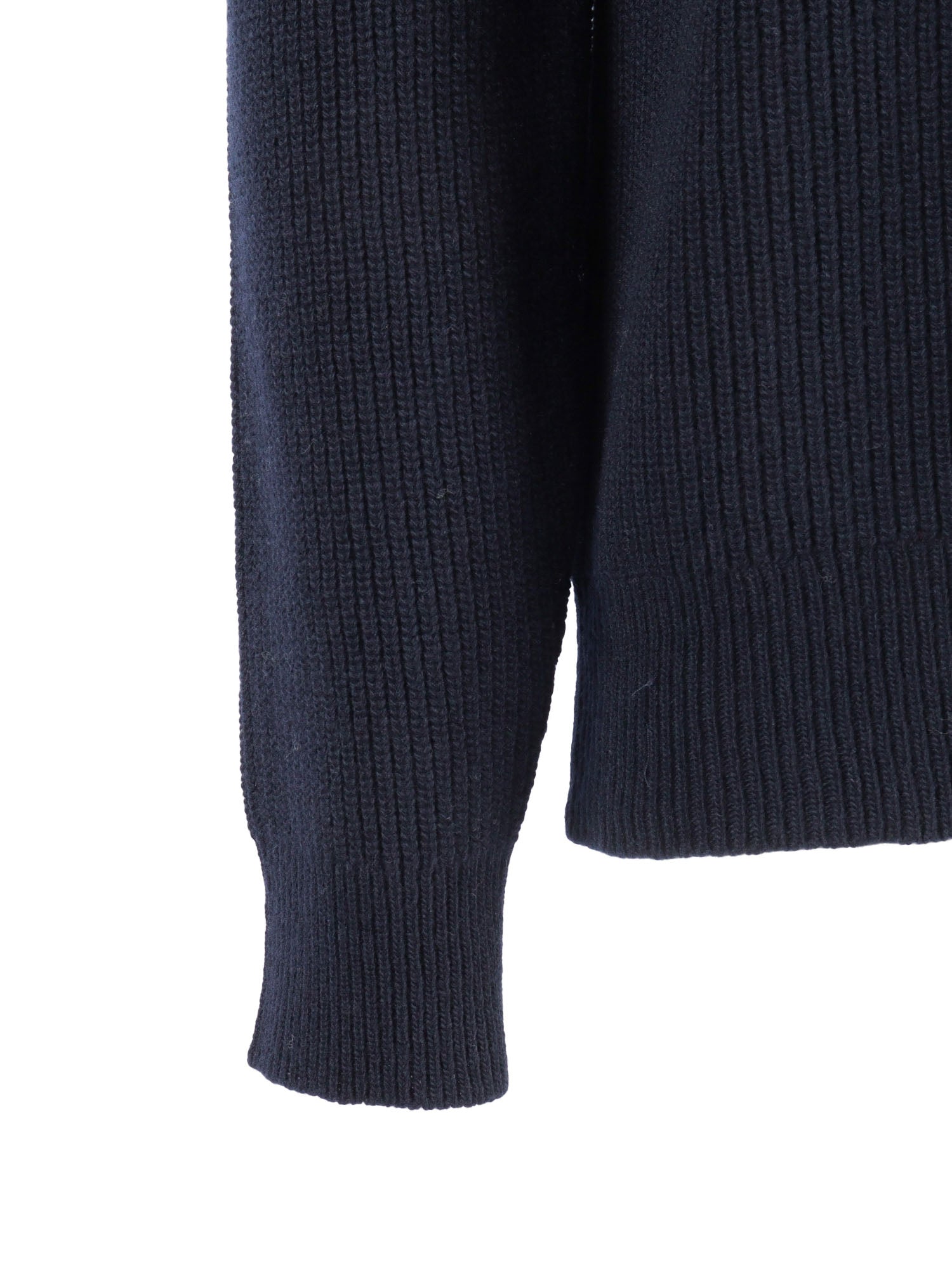 R Neck Pullover Blue Wool Crewneck