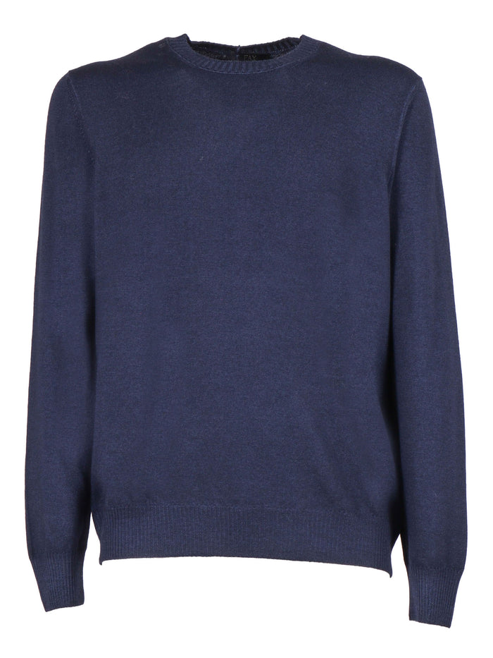 Crewneck Sweater Blue Virgin Wool