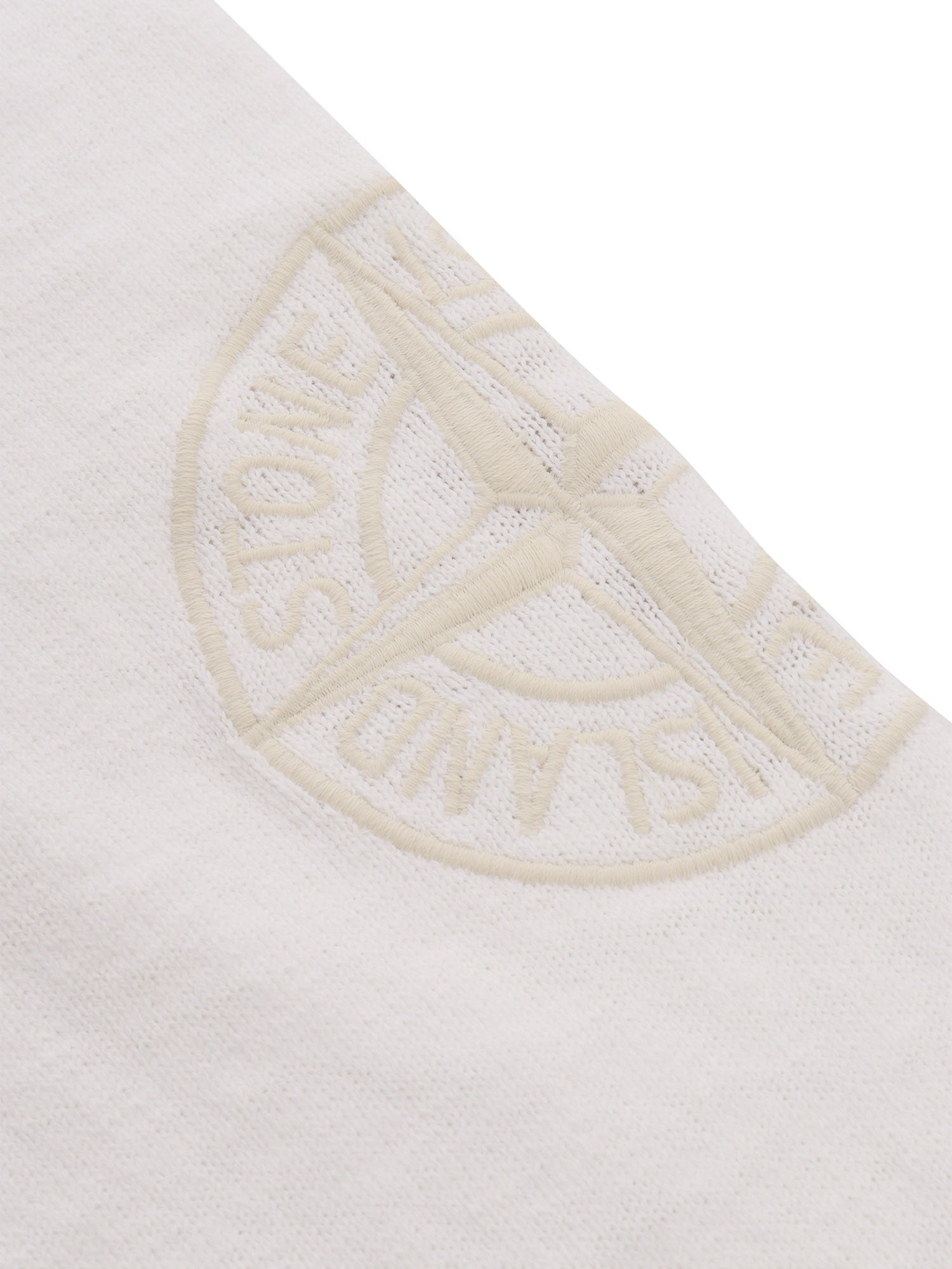 White sweater with logo Cotton Polyamide Crewneck