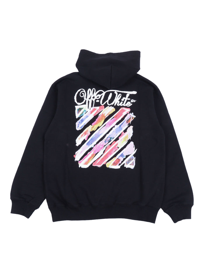 DIAG WATERCOLOR HOODIE Black Cotton Sweatshirt