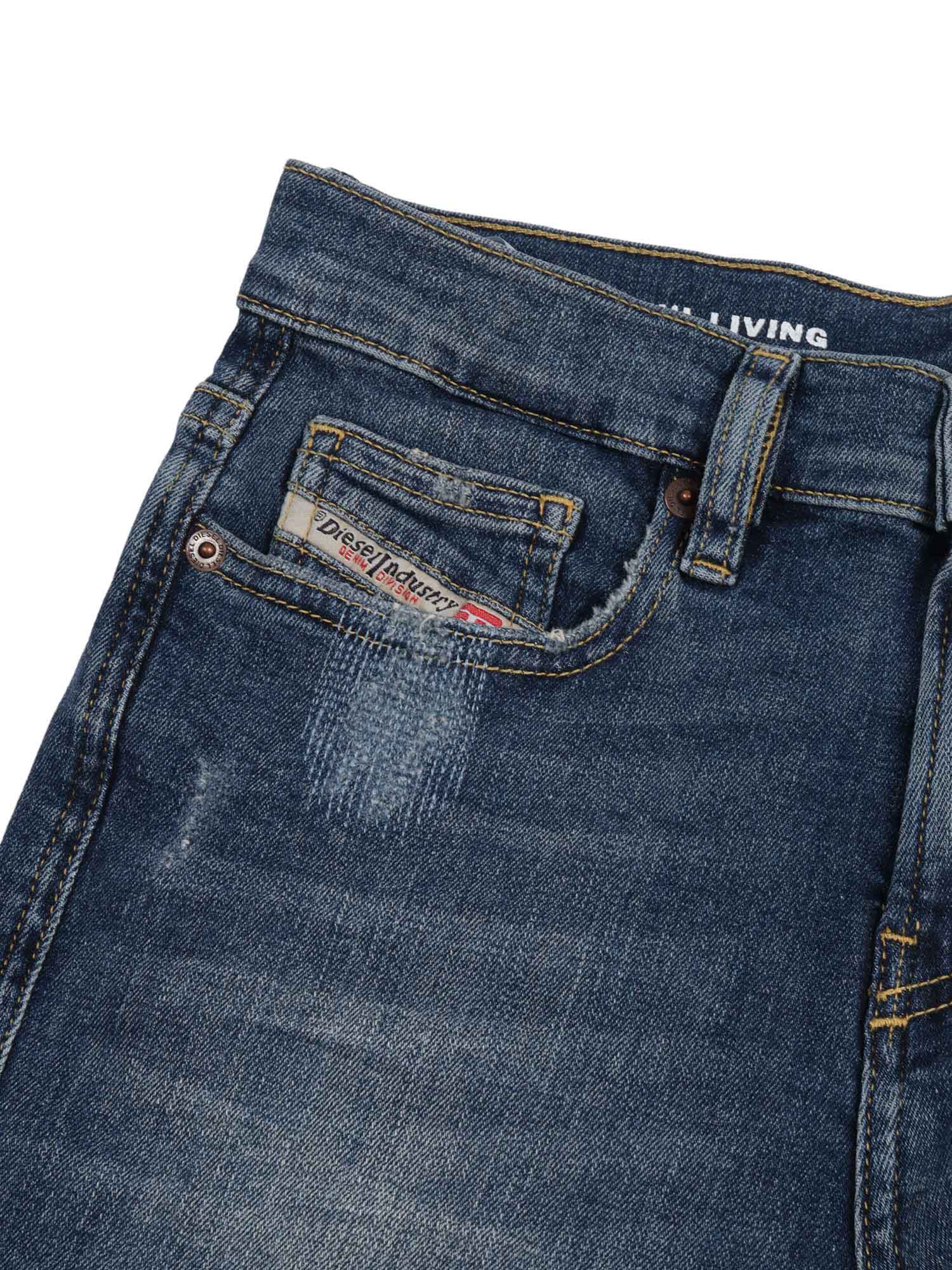 5 pockets Blue Cotton Elastane Jean