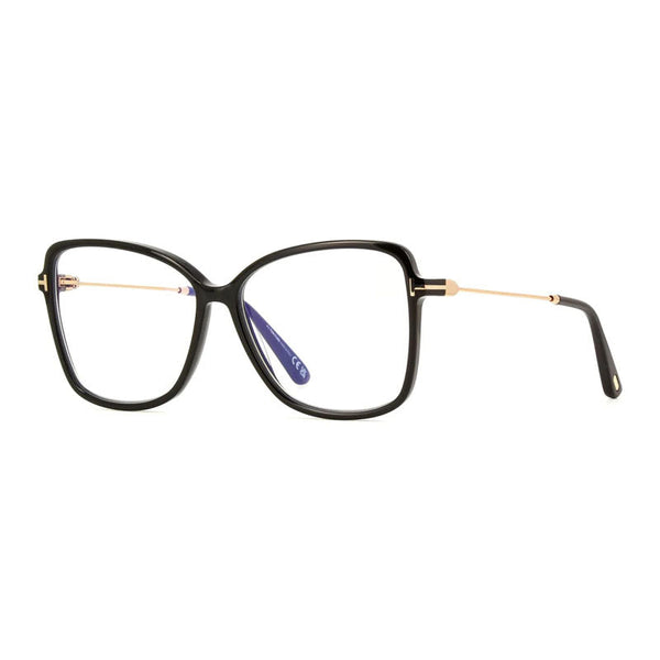 Tom Ford Eyeglasses Butterfly Full Rim, Shiny Black Frame And Clear Blue Light Block Lens Ft5953-B001 Sunglasses