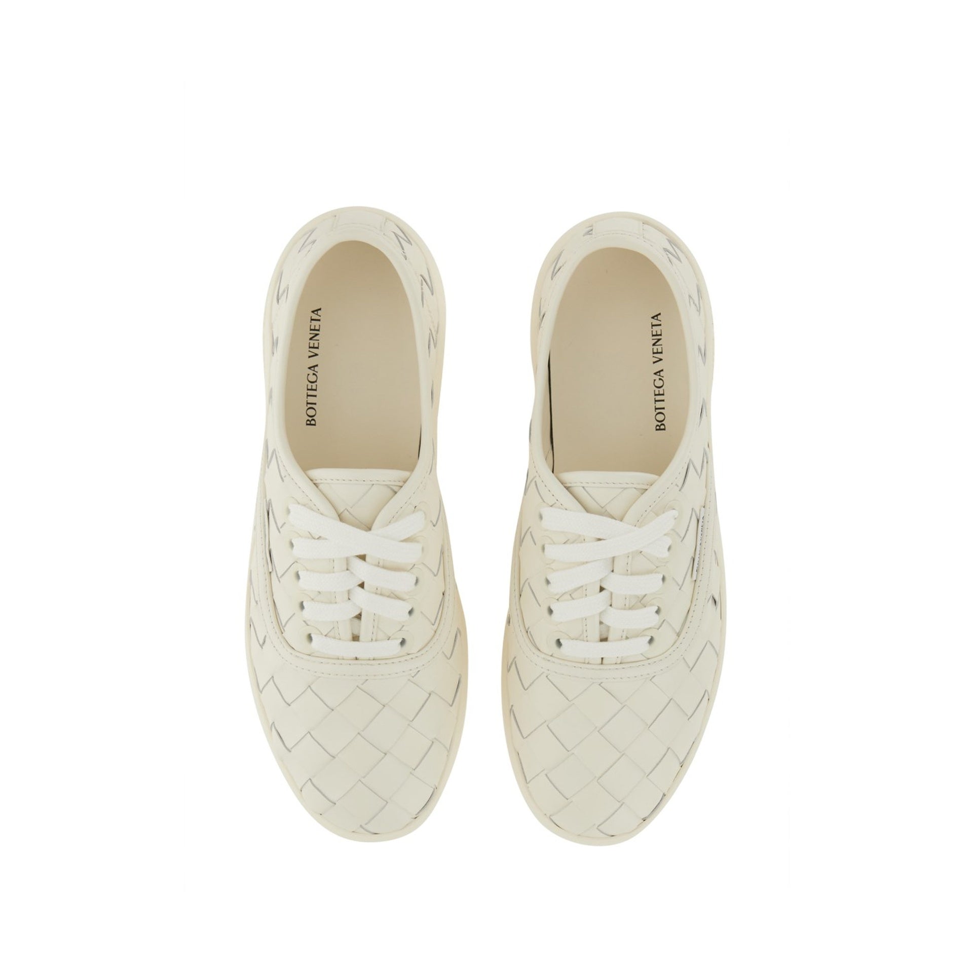 Intrecciato Leather Sneakers White Calf