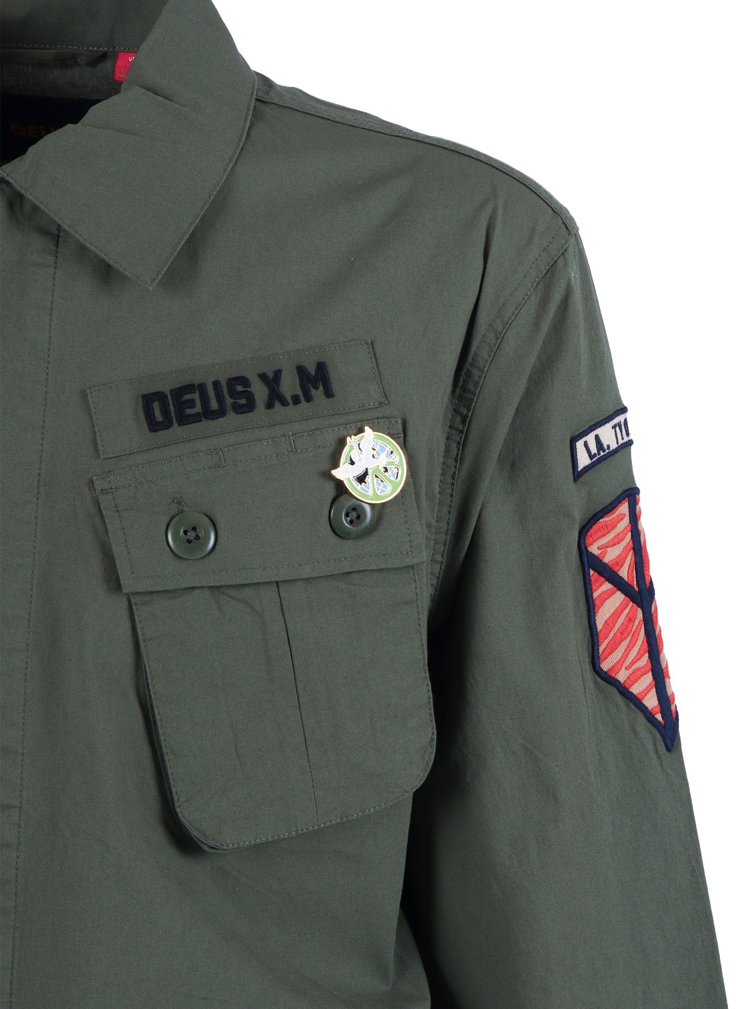 Power Overshirt Green Cotton Elastane Shirt