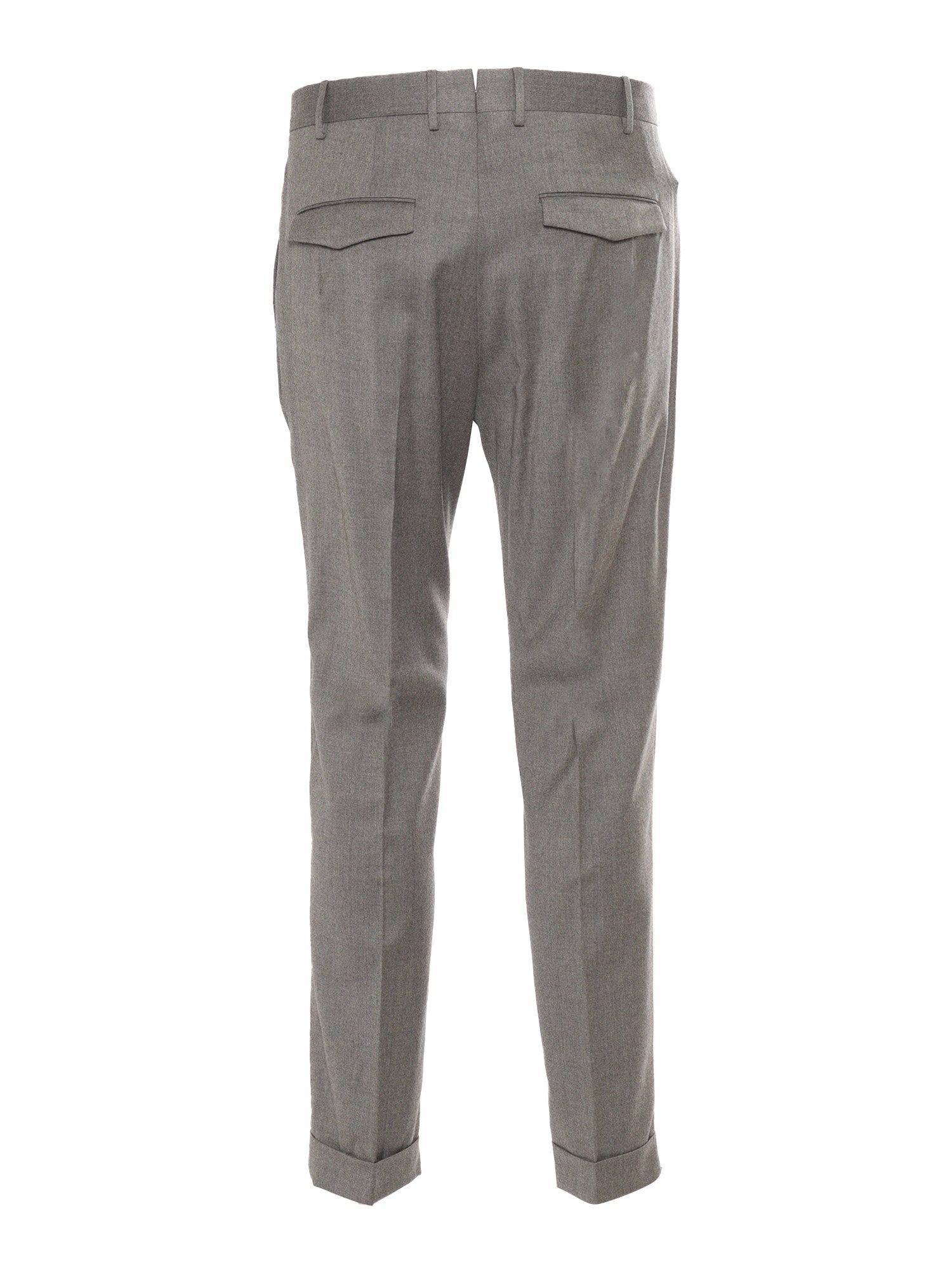 Master, 1 Pleat, Diagonal Pockets, Flap Back Turn-Up Green Virgin Wool Elastane Pant