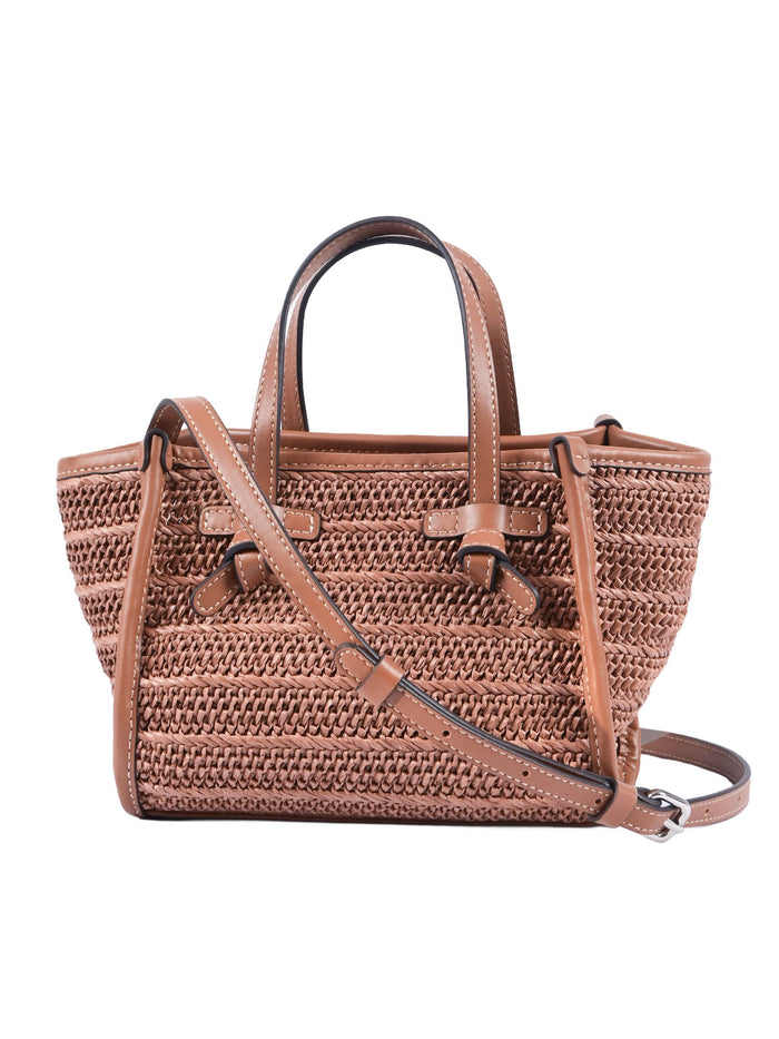 LEATHER AND FABRIC BAG Camel Shoulder