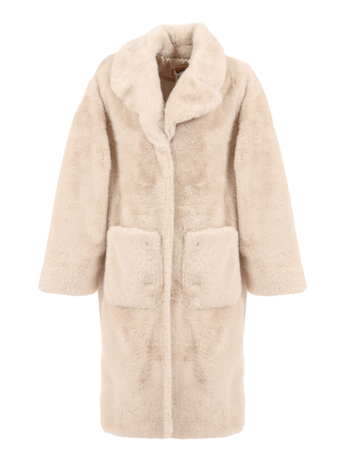 Hairy Peluche Teddy Coat Beige Polyester Lining