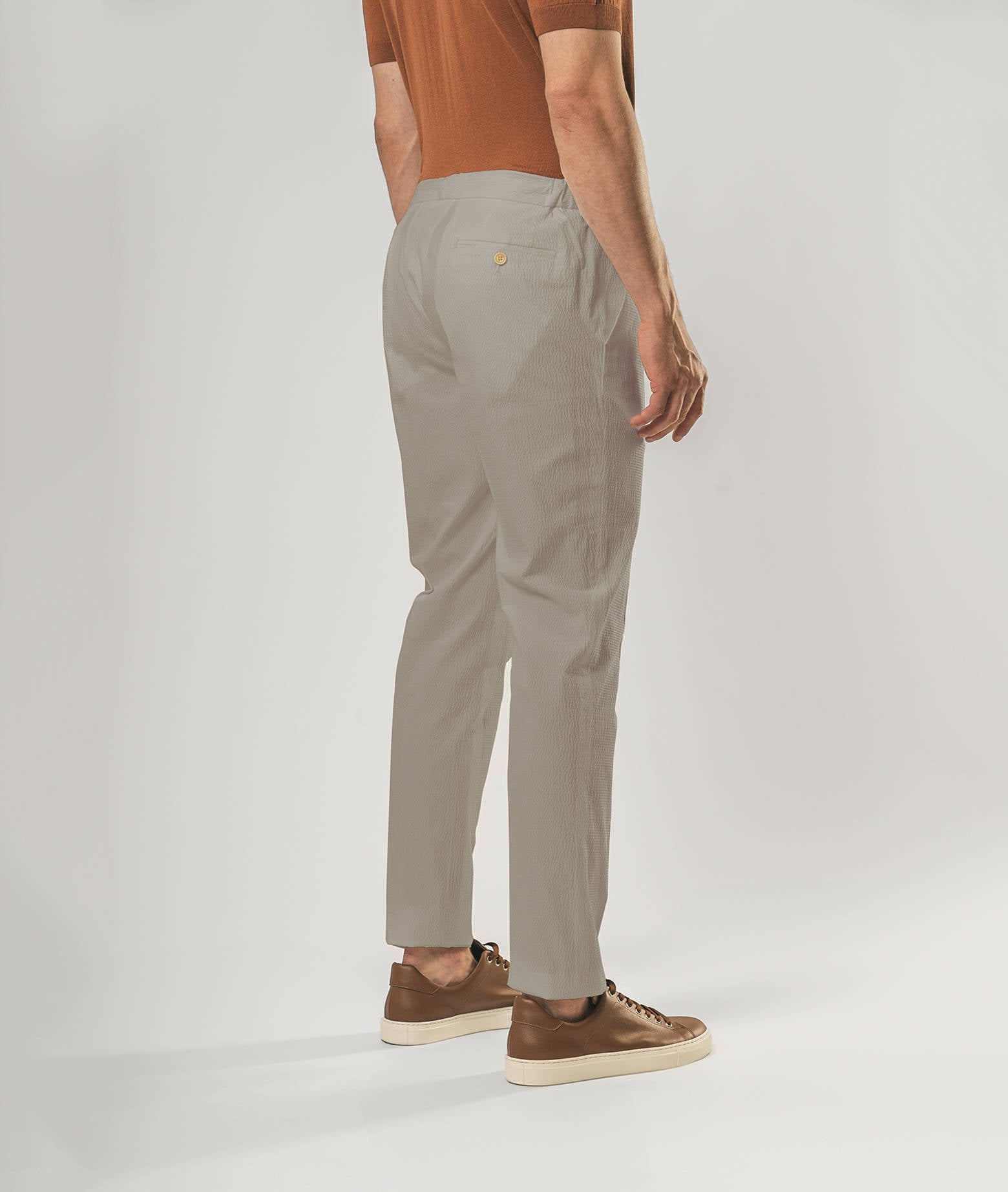 Cotton Seersucker Trousers Charleston Beige Sportswear
