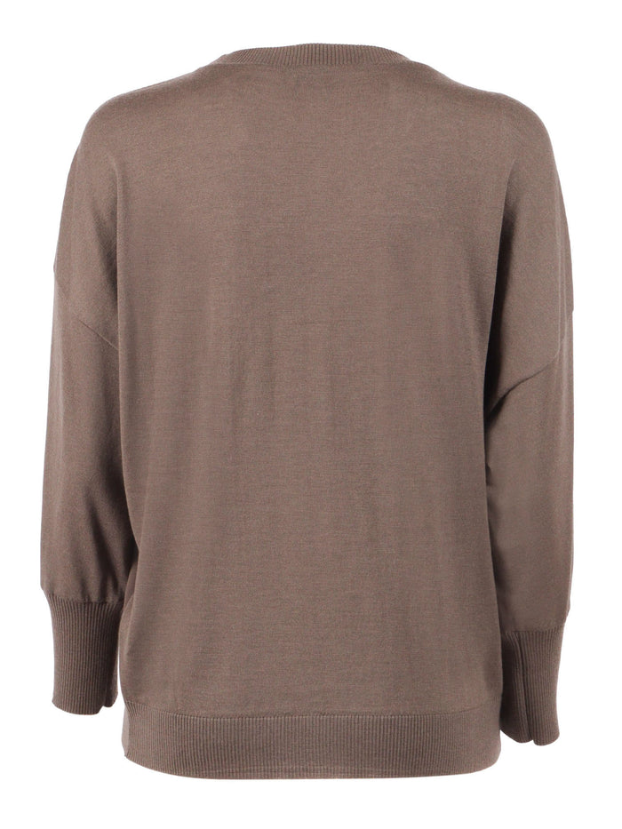 KNITTED SWEATER Brown Acetate Silk Elastane Crewneck