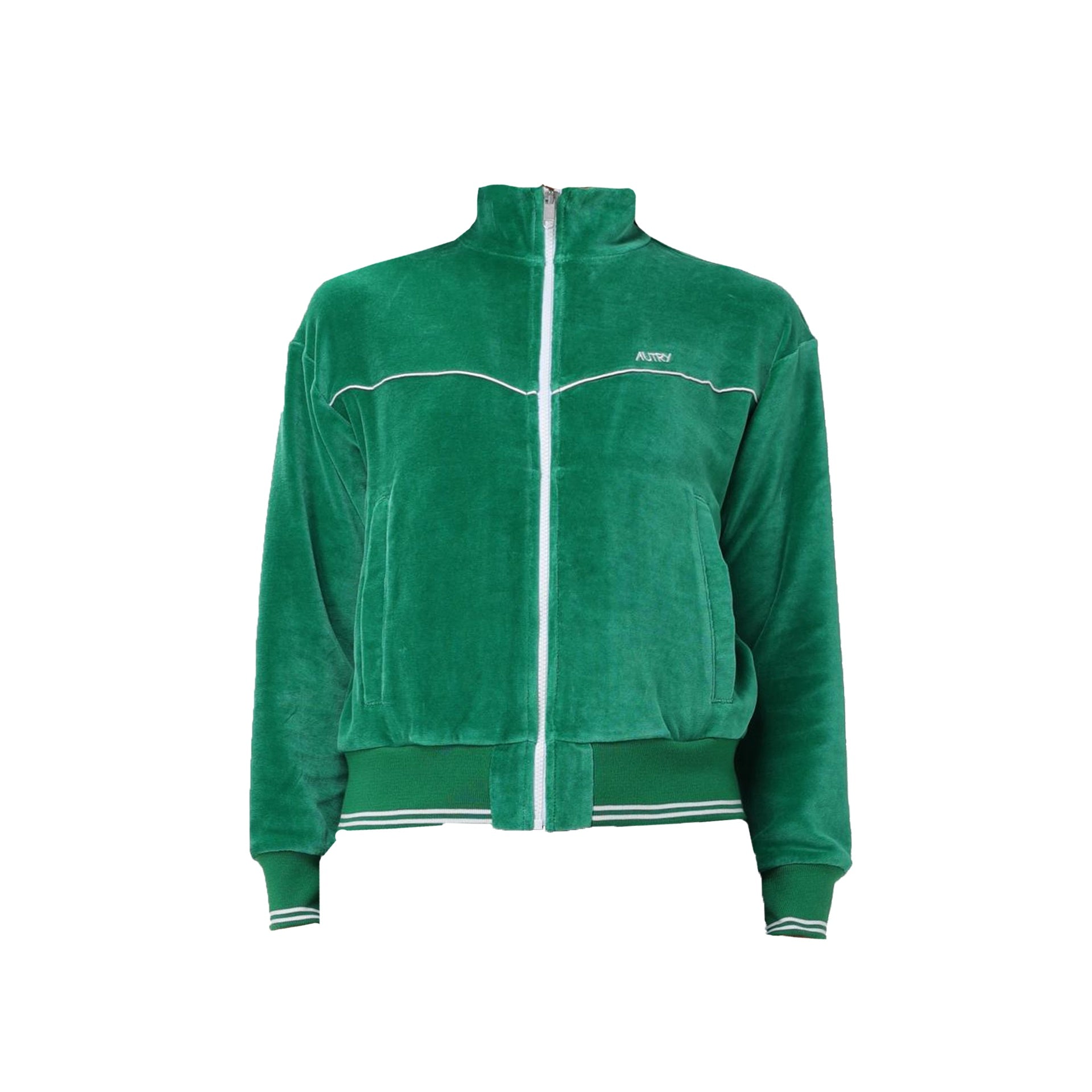 Autry Zipped Sweatshirt Green Cotton Polyamide