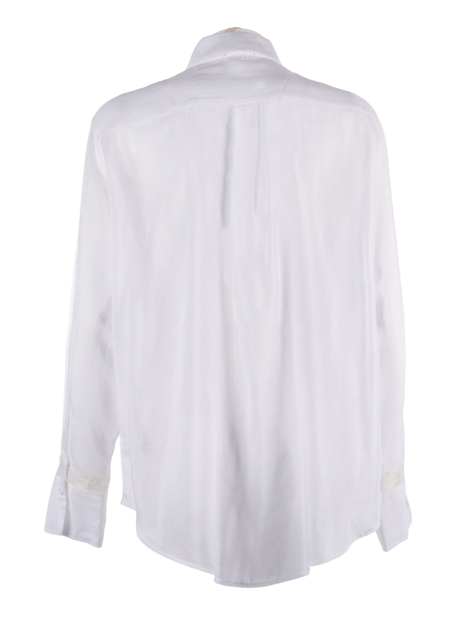 Ruffled Shirt Cotton-Silk Voile And Lace Light Blue